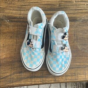 Vans Kids Light Blue Checkered Sneakers with Mickey Design